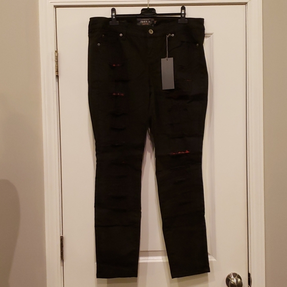 Torrid distressed black skinny jeans w/ plaid sz14 - Picture 2 of 3